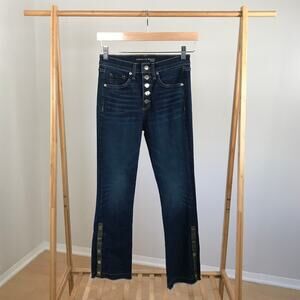 Veronica Beard • Carolyn Cropped Boot-cut Jeans With Snap Hem Dark Vintage